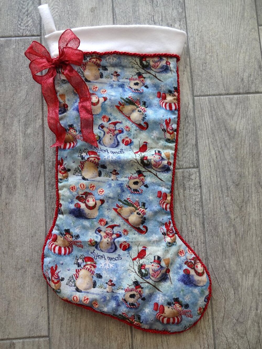23"x10" Large Beautiful Handmade Keepsake Snowman Christmas Stocking